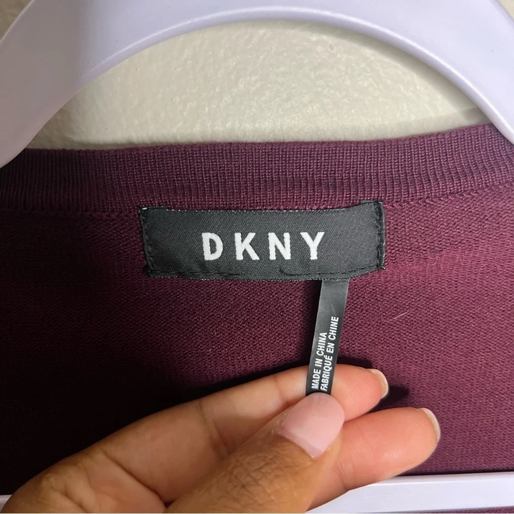 DKNY Open Front Ribbed Ruffle Cropped Sleeve Cardigan - Picture 3 of 7